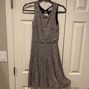 LOFT black and white floral fit and flare dress